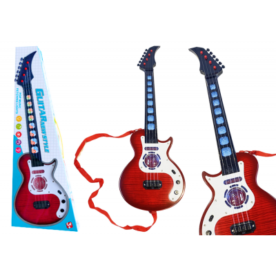 Elektrická gitara pre deti, svietlá, melódie – červená